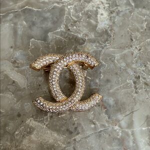 Chic Gold and Silver Crystal Brooch